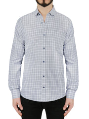 Windowpane Checkered Dress Shirt in Grey