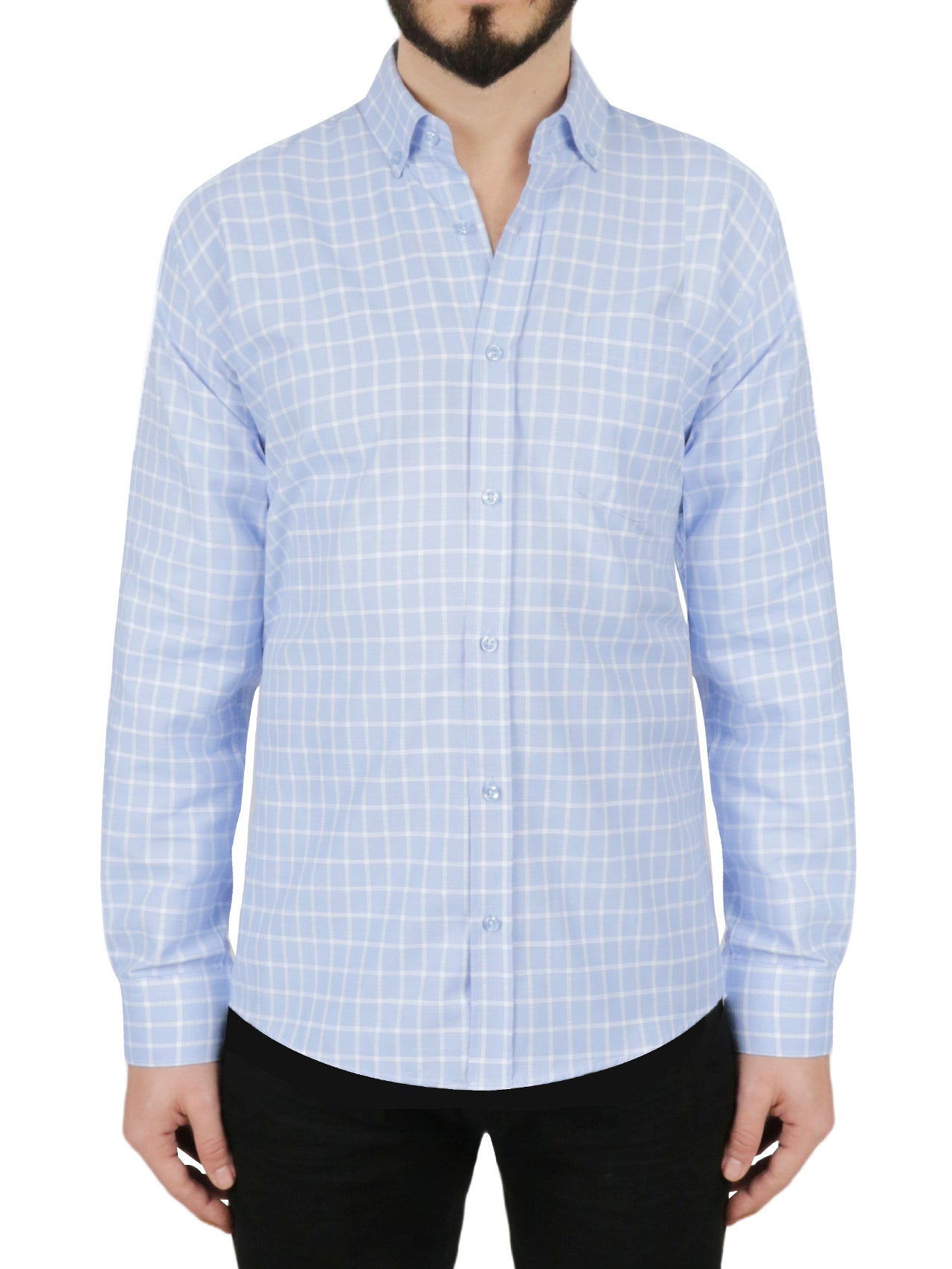  Men's Regular Shirt Blue Check Design 2 - Blue - Bonton