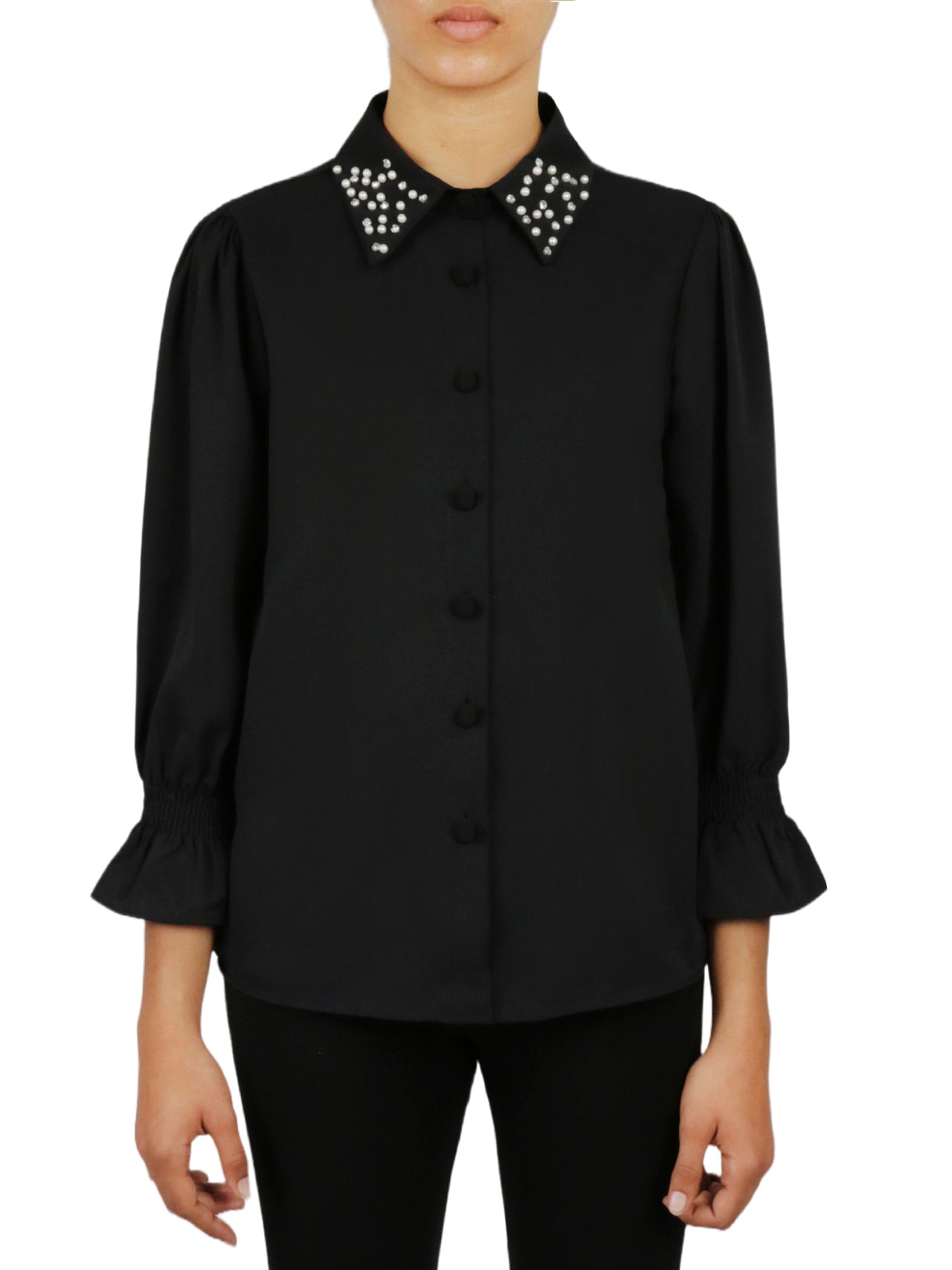  Embellished Button Down - Indigo - Bonton