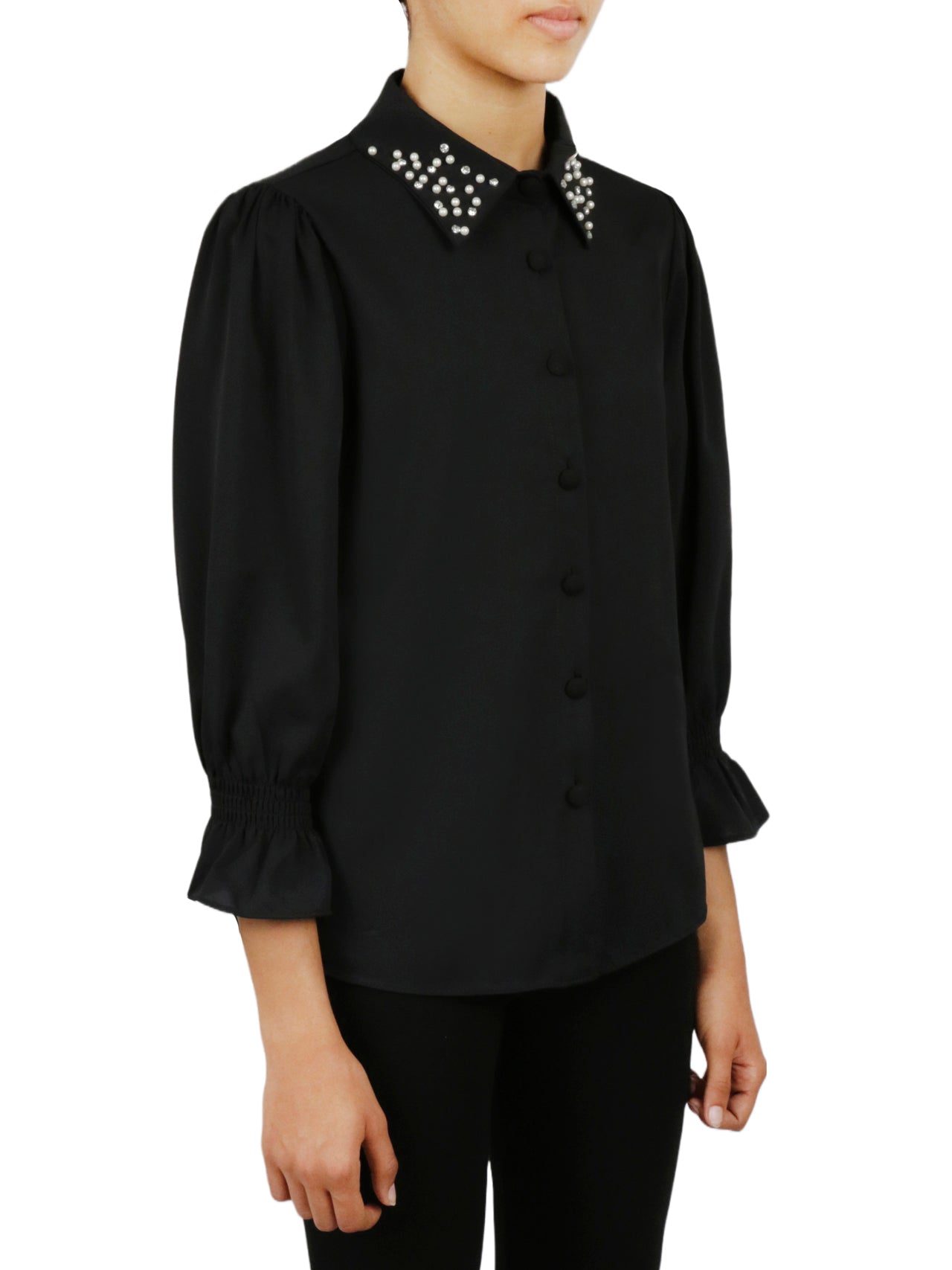  Embellished Button Down - Indigo - Bonton