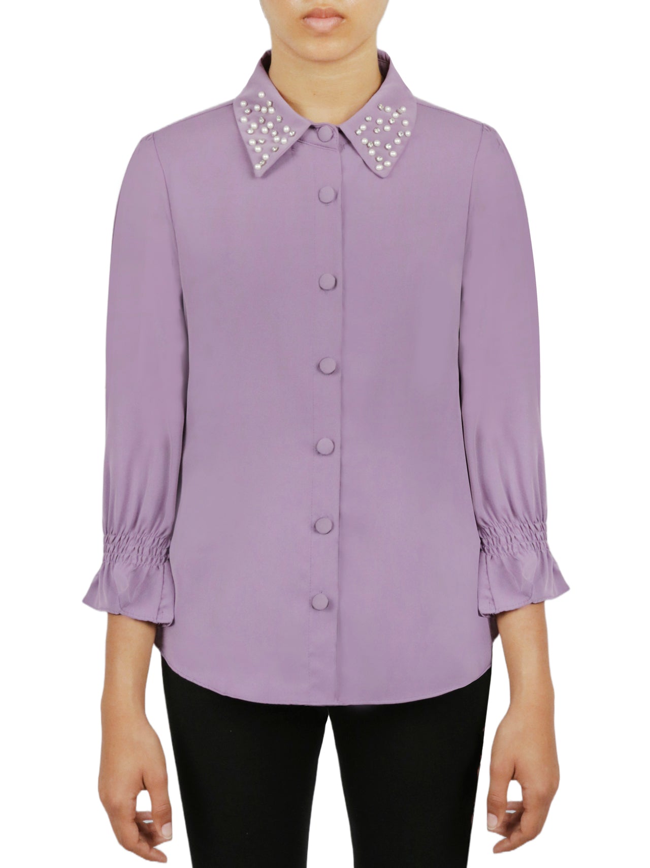  Embellished Button Down - Indigo - Bonton