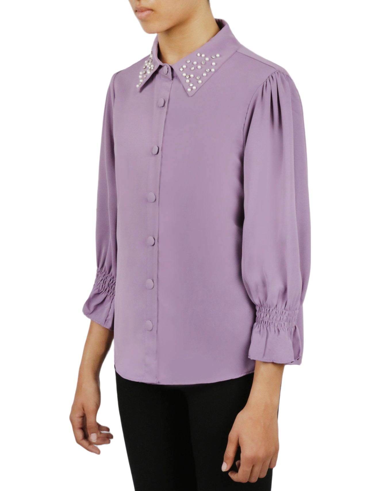  Embellished Button Down - Indigo - Bonton