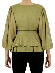 Belted Peplum Flounce Shirt