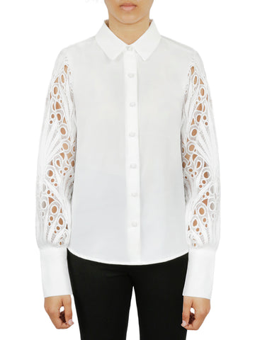 Cutout Sleeve Button Down