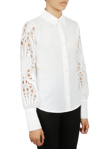 Cutout Sleeve Button Down