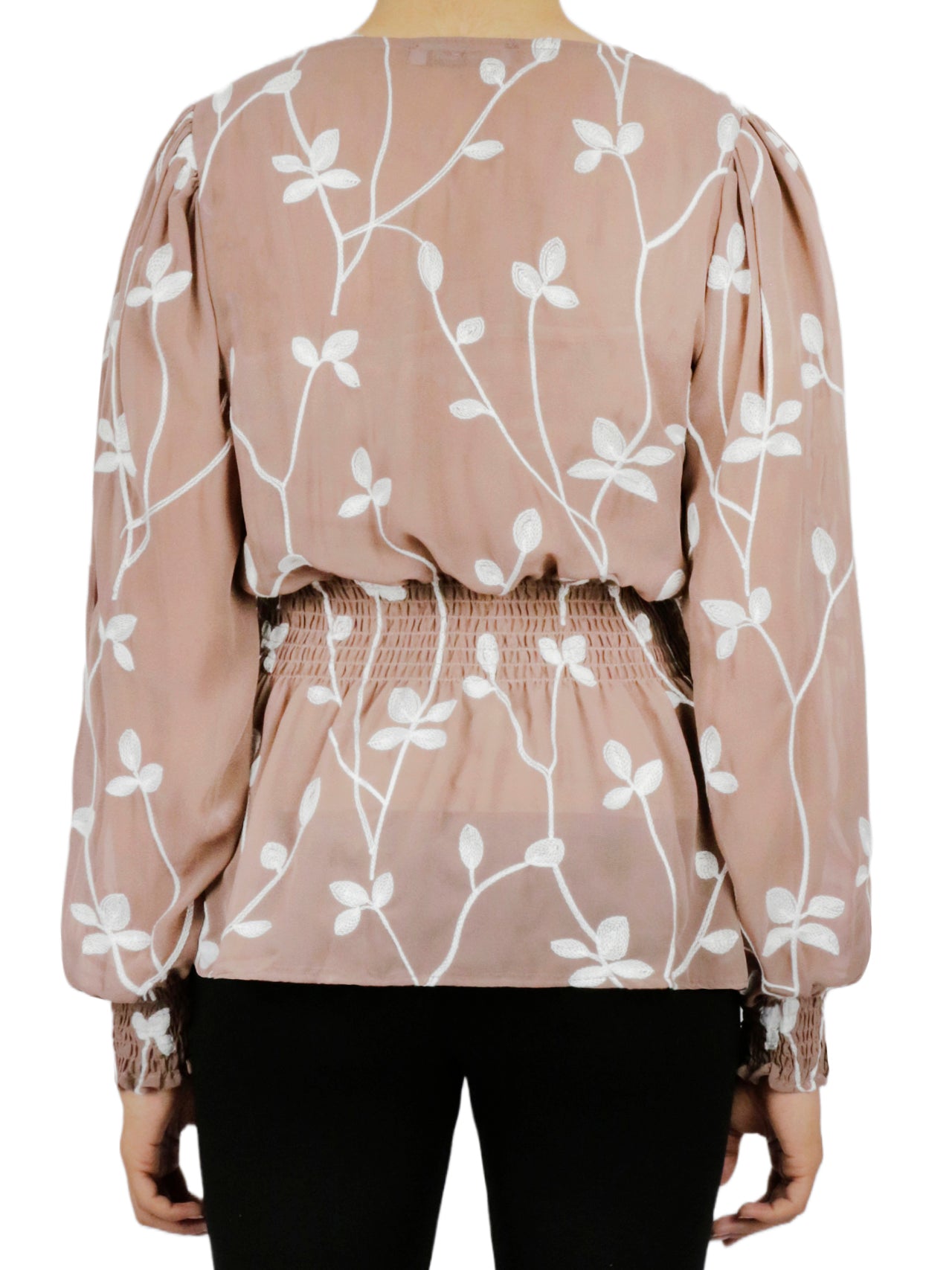  Floral V Button Down - Mink - Bonton