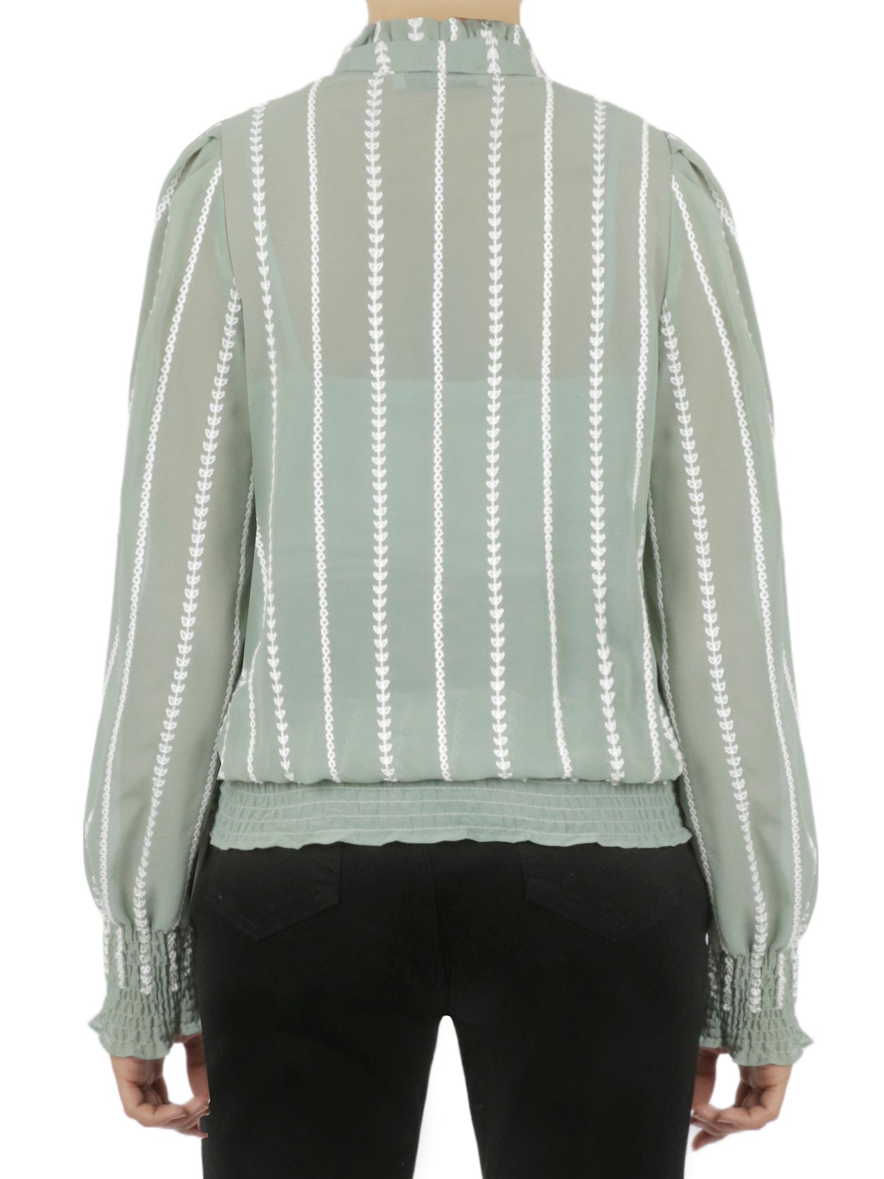  Embellished Tie Top Shirt - Mint - Bonton