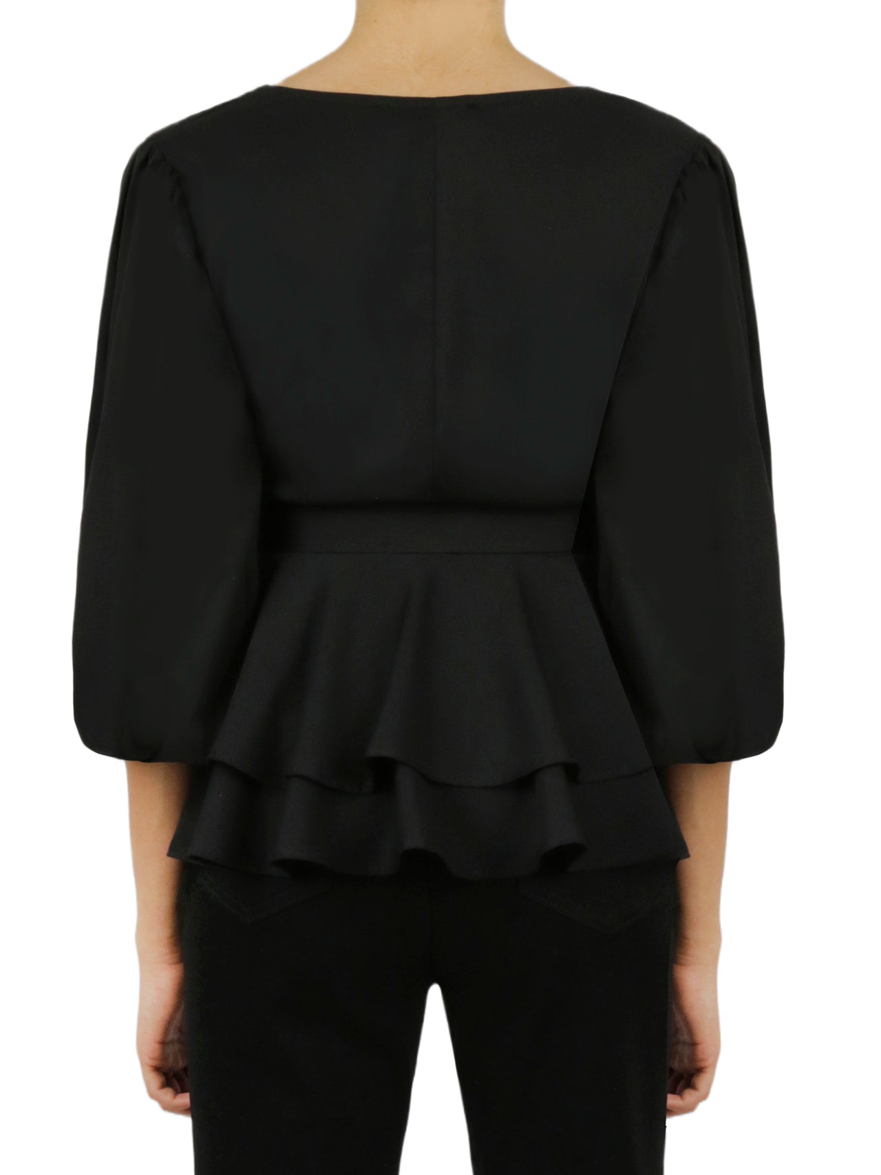  Belted Solid Top - Black - Bonton