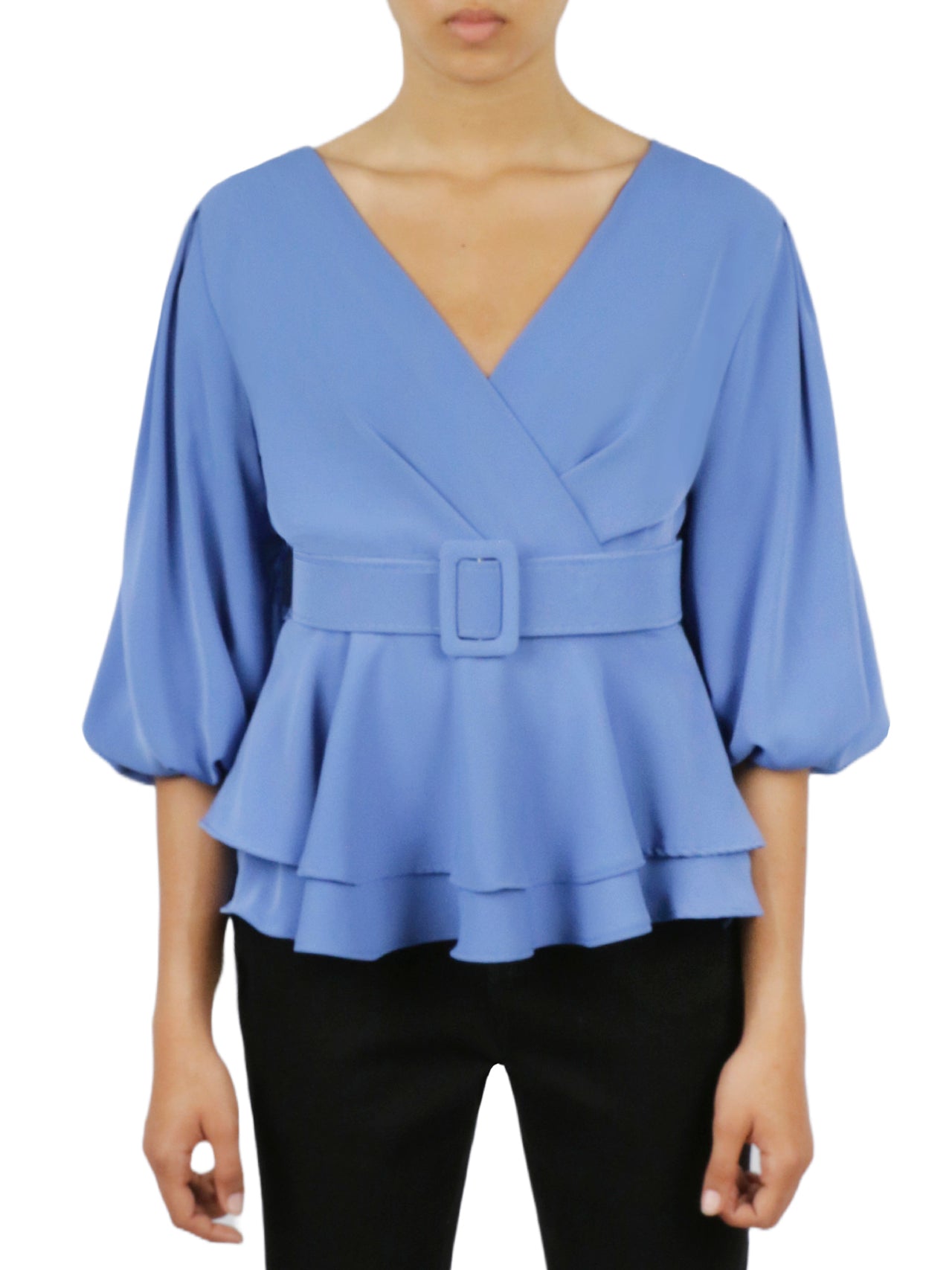  Belted Solid Top - Indigo - Bonton