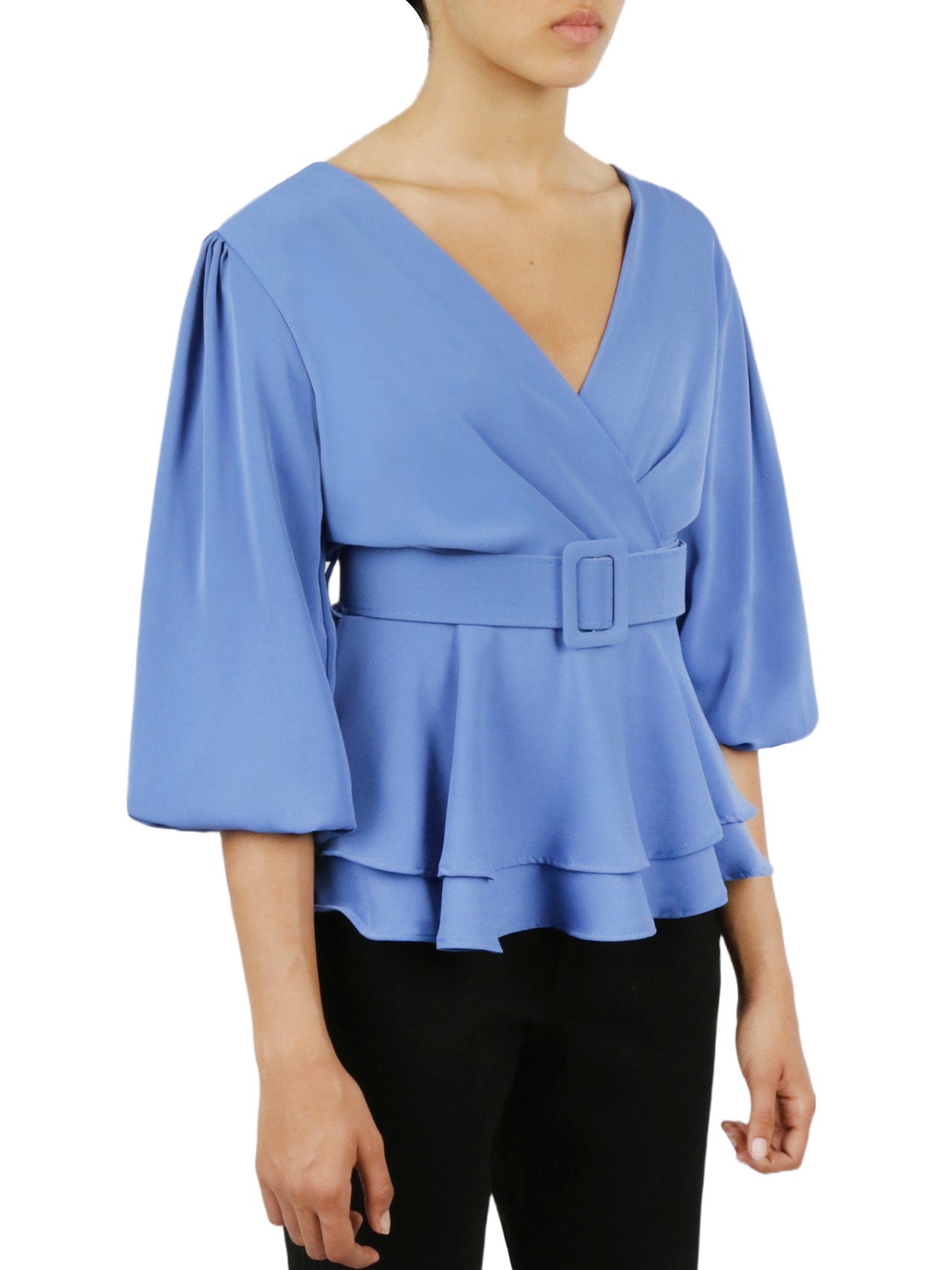  Belted Solid Top - Indigo - Bonton