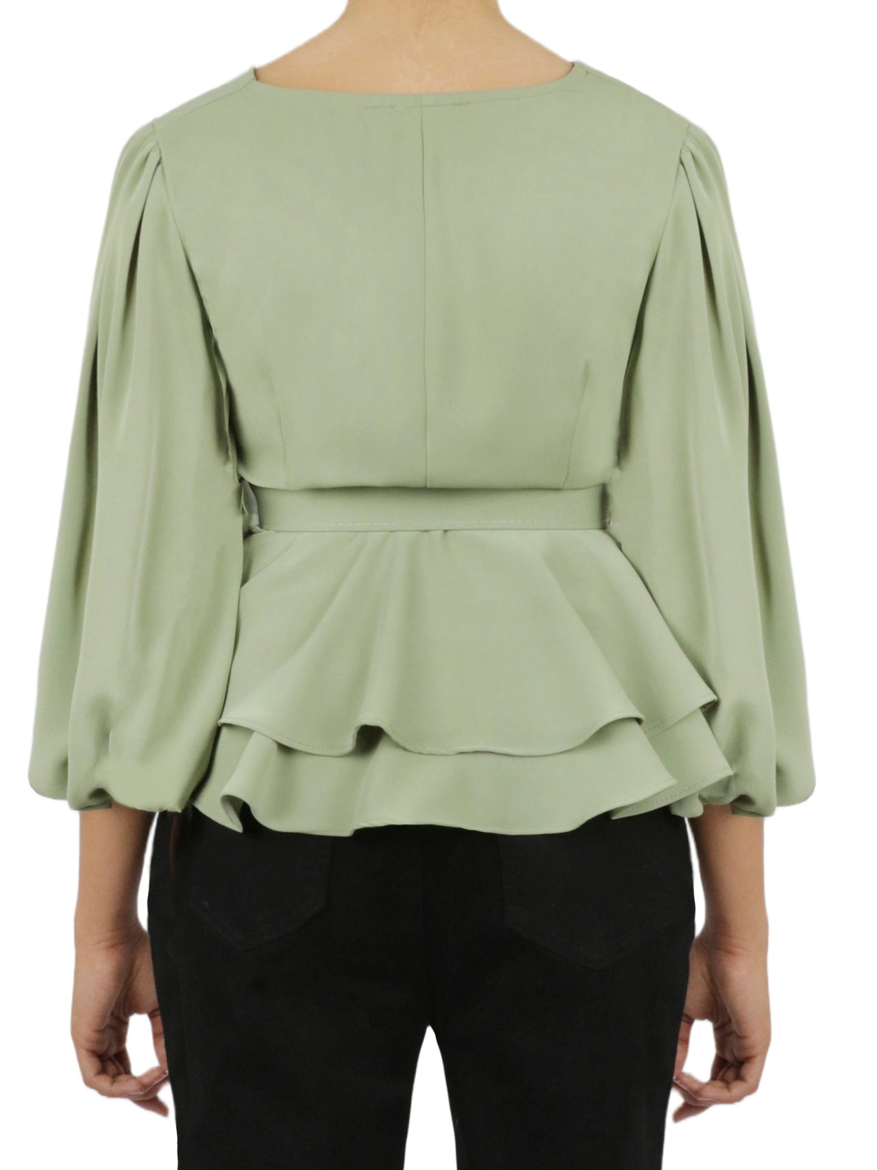  Belted Solid Top - Khaki - Bonton