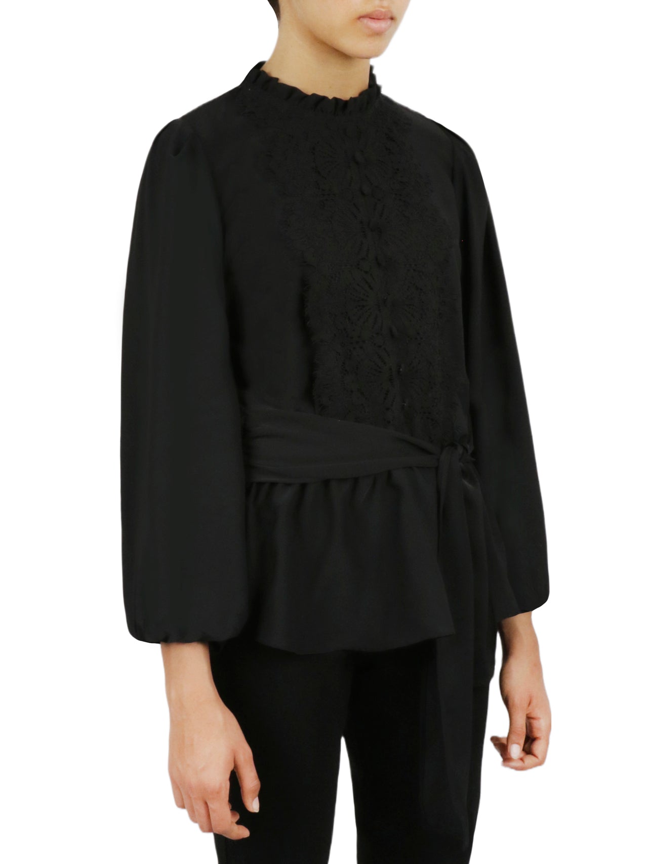  Embellished Crochet Shirt - Black - Bonton