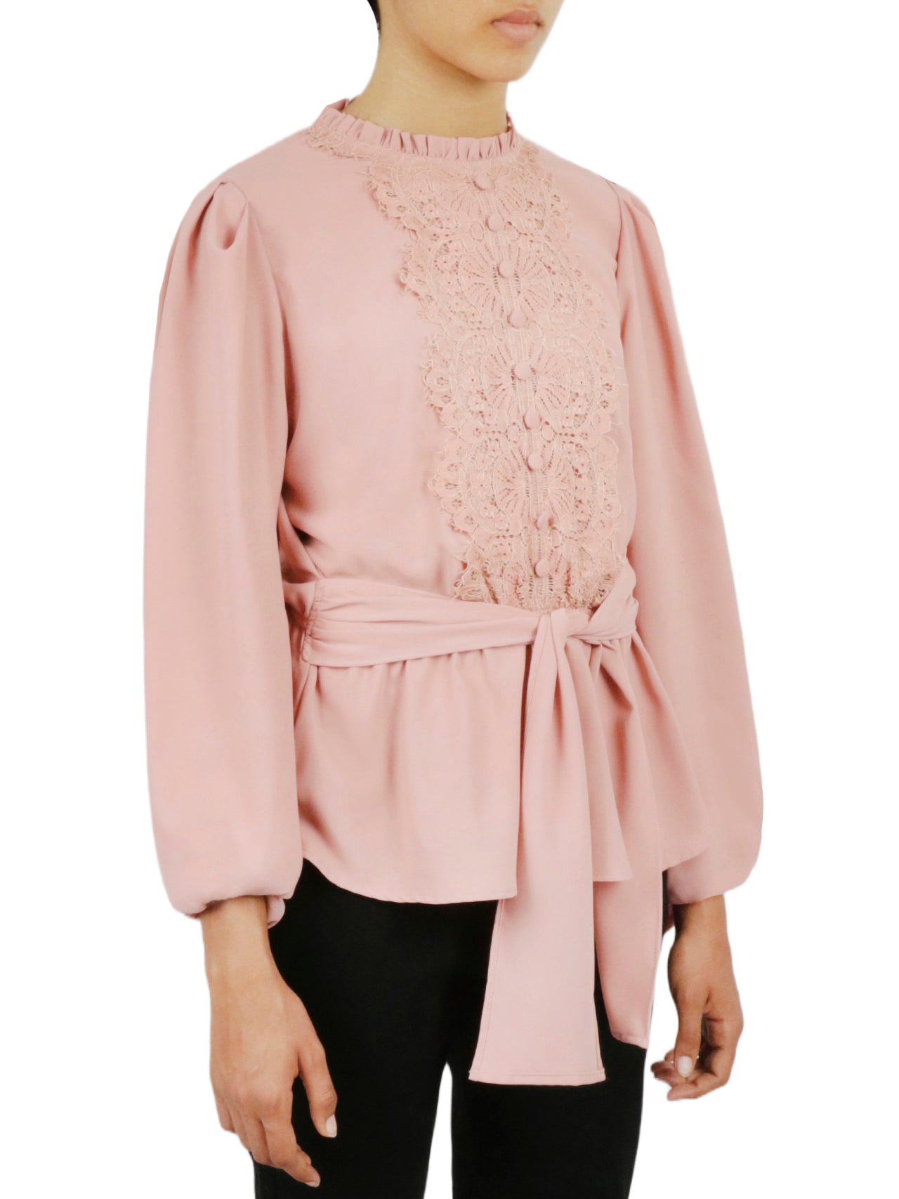  Embellished Crochet Shirt - Powder Pink - Bonton