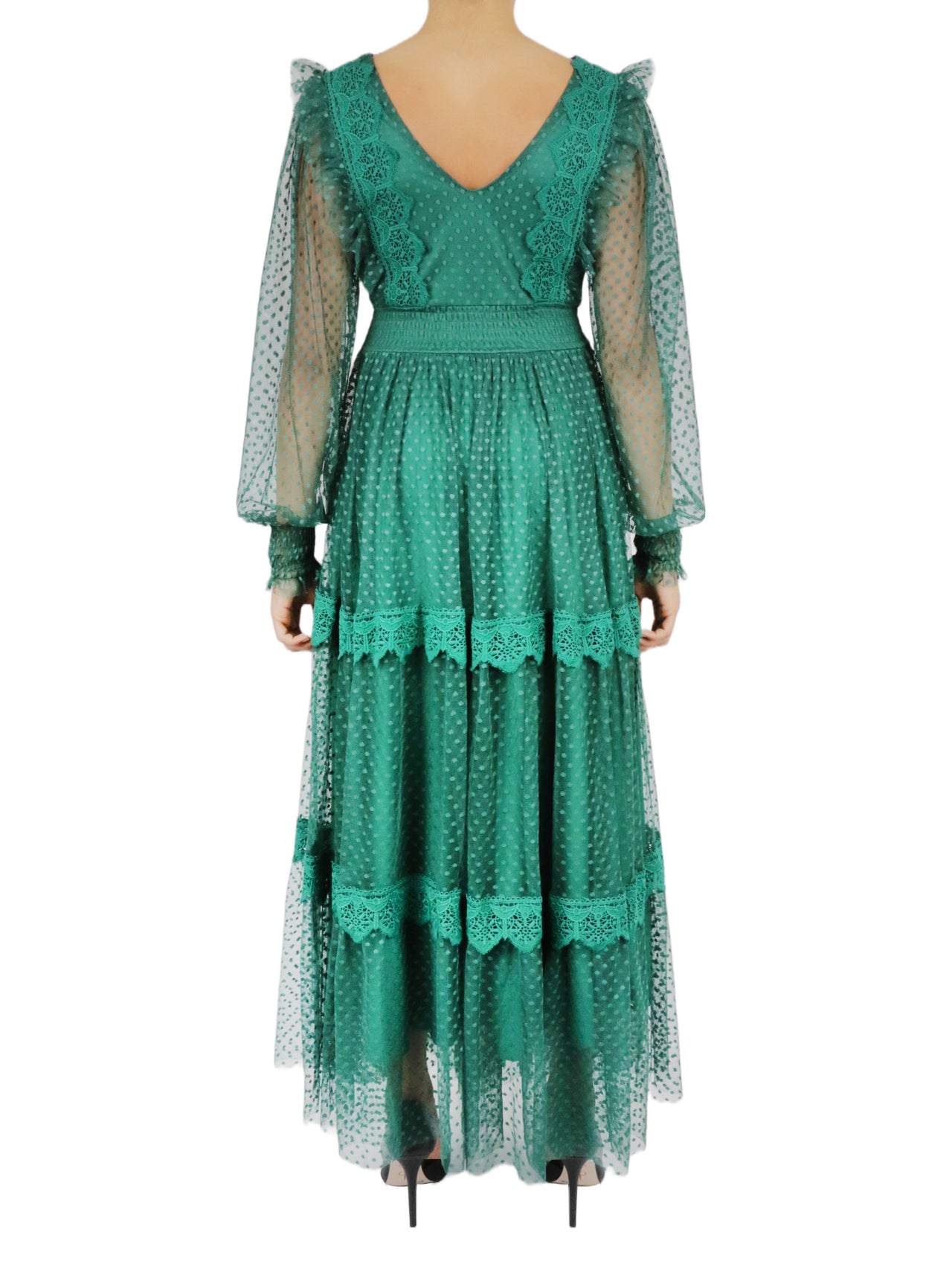  Miss Selen Belted Lace Dress - Brown - Bonton