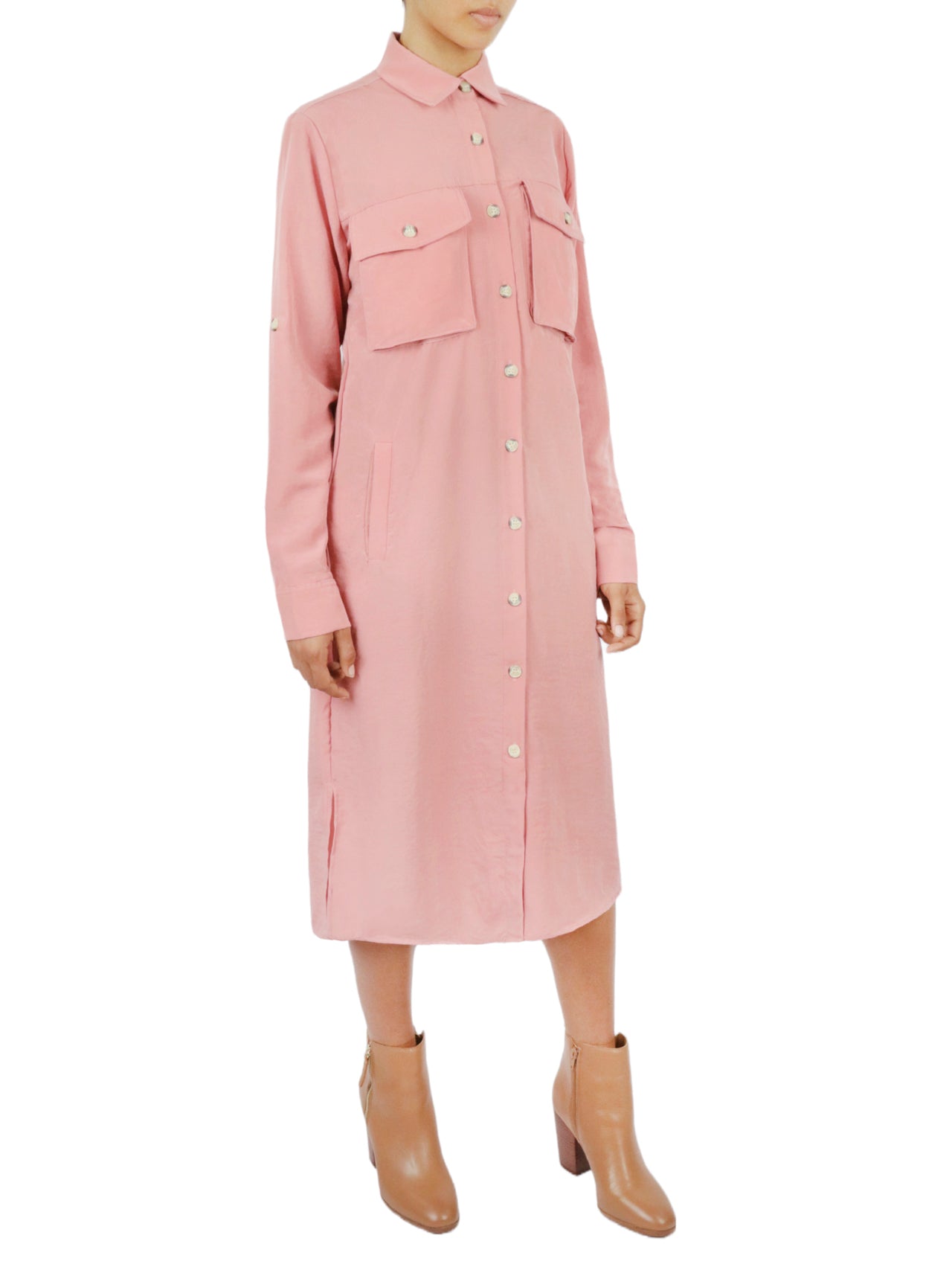  Long Shirt Dress - Rose - Bonton