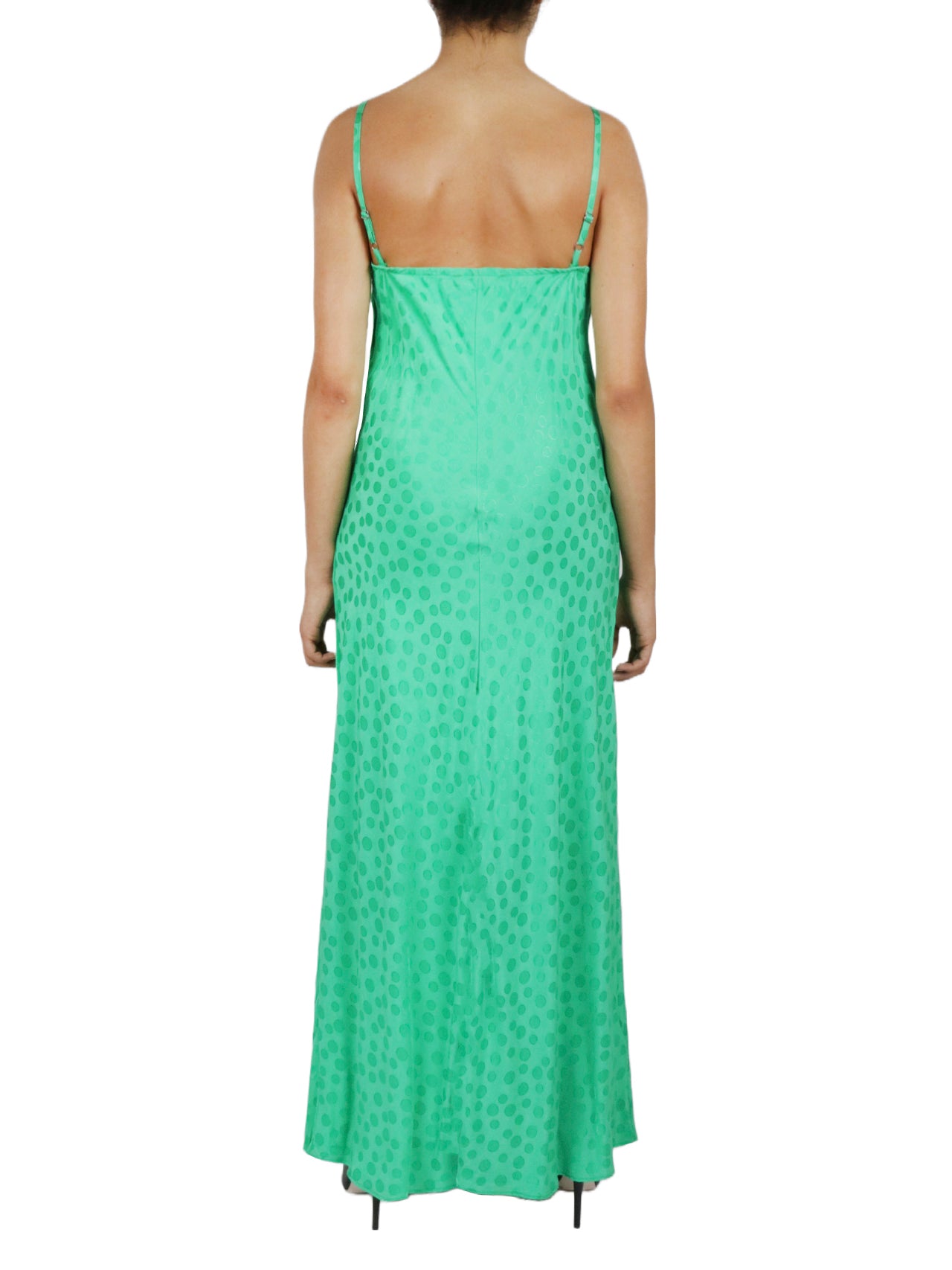  Tonal Patterned Charmeuse Dress - Green - Bonton