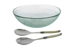 Recycled Glass Birch Salad Bowl & Laguiole Servers
