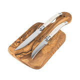 Olive Wood Cutting Board & Laguiole Citrus Knife Set