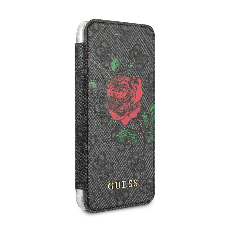 iPhone SE/8/7 - PU Leather Grey Wallet Flower Desire Collection - Guess2