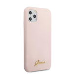 iPhone 11 Pro - Silicone Pink Script Logo With Soft Microfiber Interior - Guess