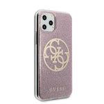 iPhone 11 Pro - Hard Case Pink Glitter With Circle Logo - Guess