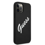 iPhone 12 Pro Max - Silicone Black Vintage White Script - Guess
