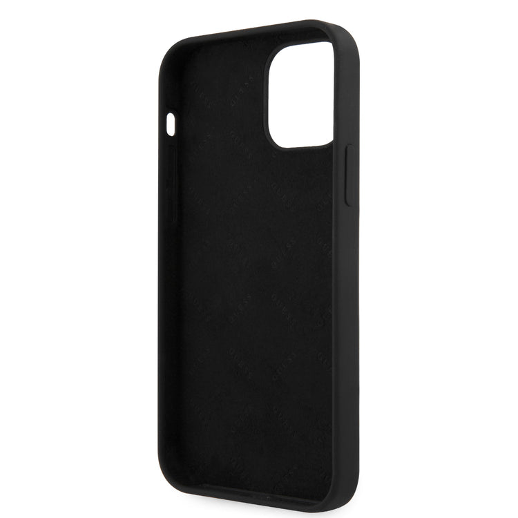 iPhone 12 Pro Max - Silicone Black Vintage White Script - Guess