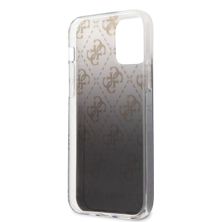 iPhone 12 / 12 Pro - Hard Case Black Gradient / Electroplated Logo - Guess
