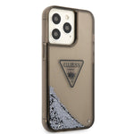 iPhone 14 Pro - PC/TPU Black Liquid Glitter Case Translucent Triangle Logo - Guess