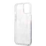 iPhone 14 Plus - PC/TPU Purple Liquid Glitter Case Flower Pattern - Guess