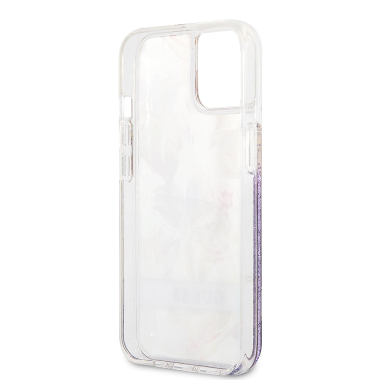 iPhone 13 - Hard Case Purple Liquid Glitter Flower Design - Guess2