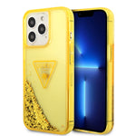 iPhone 14 Pro Max - PC/TPU Yellow Liquid Glitter Case Translucent Triangle Logo - Guess
