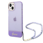 iPhone 14 Plus - PC/TPU Purple Iml Case Double Layer Electroplated Camera Outline Translucent With Strap - Guess2