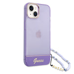 iPhone 14 Plus - PC/TPU Purple Iml Case Double Layer Electroplated Camera Outline Translucent With Strap - Guess2