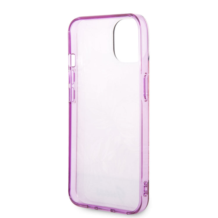iPhone 14 Plus - PC/TPU Pink Iml Case Double Layer Electroplated Camera Outline Jungle - Guess