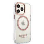 iPhone 13 Pro - PC/TPU Pink Magsafe with Metal Outline - Guess