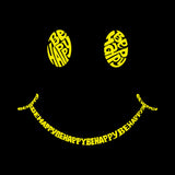 LA Pop Art Women's Word Art Crew Sweatshirt - Be Happy Smiley Face
