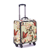 Vintage Butterfly Hand Beaded Carry-On Rolling Upright Suitcase with Four 360 Degree Wheels