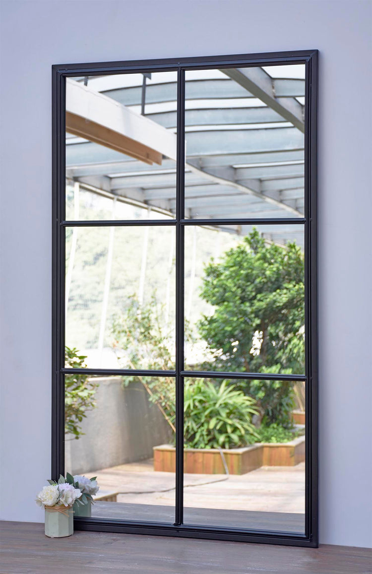 6 Windowpane Metal Frame Wall Mirror