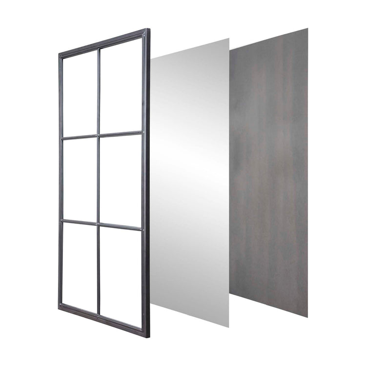 6 Windowpane Metal Frame Wall Mirror