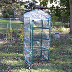 Portable Growing Rack 4-Tier Greenhouse with Roll-Up Door - 4 Shelves - Clear