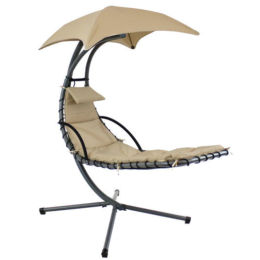 Hanging Chaise Floating Lounge Chair with Canopy Umbrella and Stand
