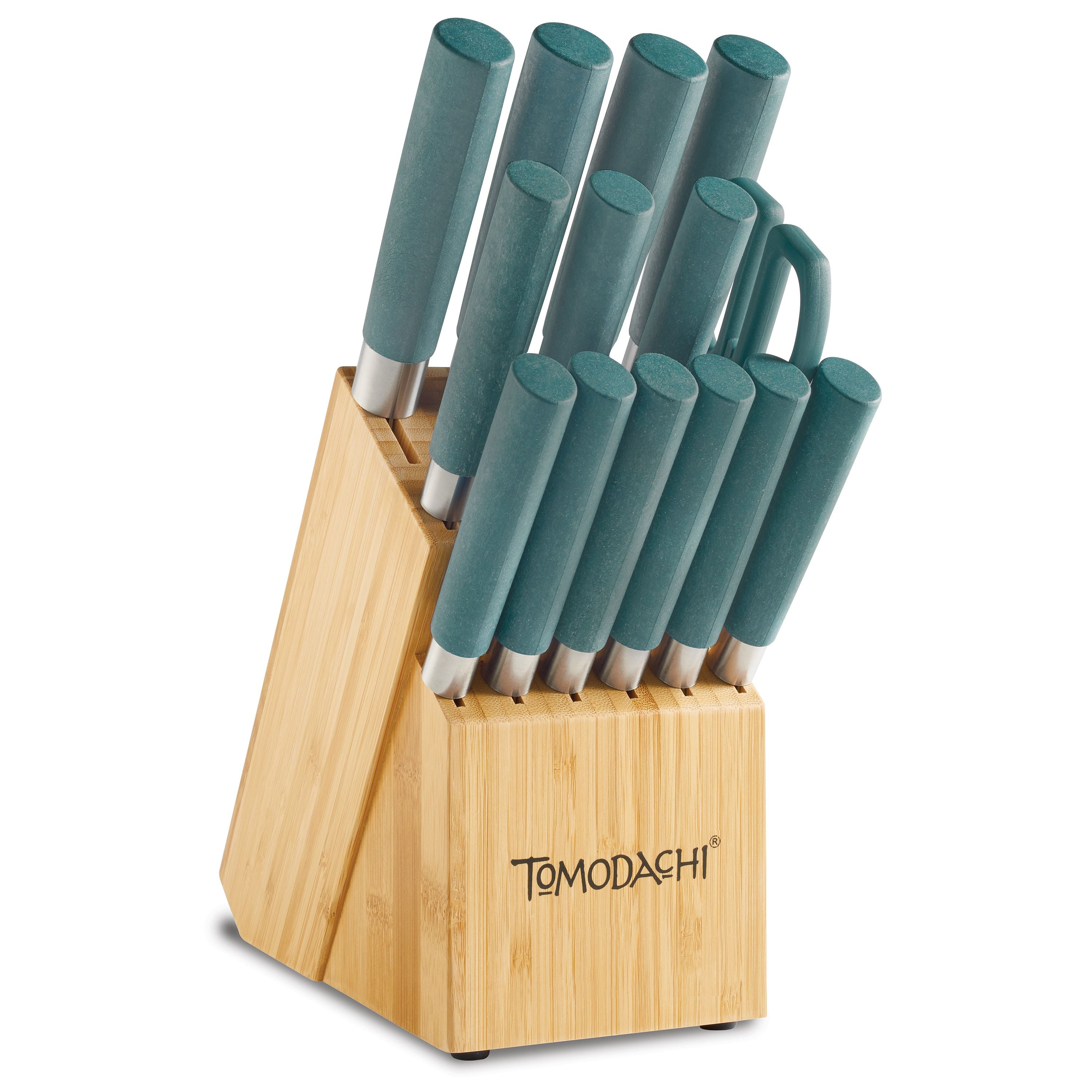  Tomodachi Haruto 15-Piece Knife Block Set - Green - Bonton