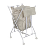 Single Bounce Back Hamper, No Bend Laundry Basket with Wheels and Lid