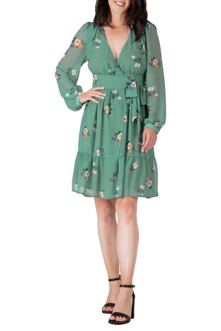 Preslee Women's Floral Print Wrap Mini Dress 2