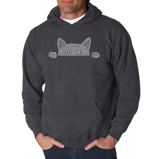 Word Art Hooded Sweatshirt - Peeking Cat