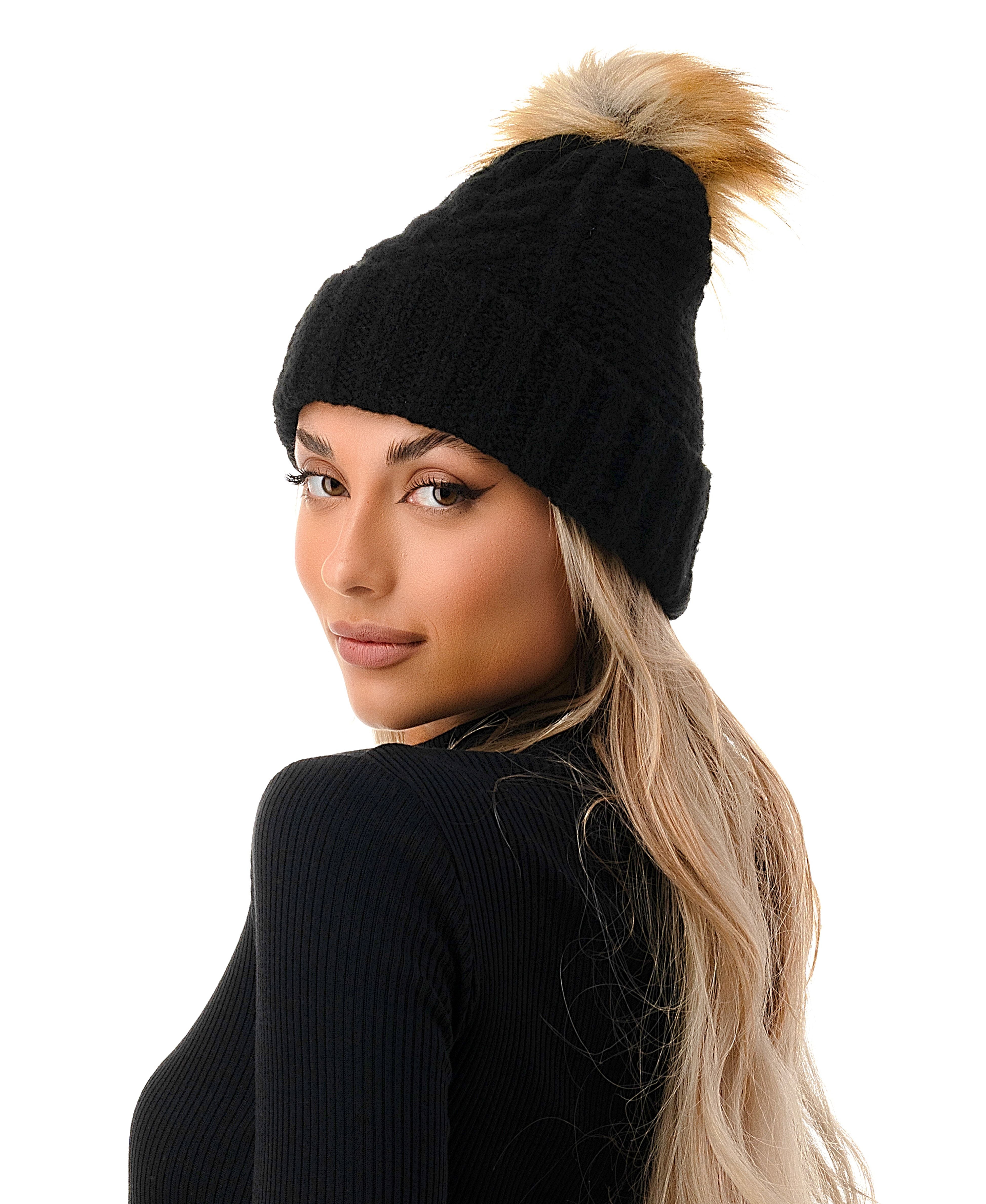  Cable Knit Beanie 1 - Ivory - Bonton