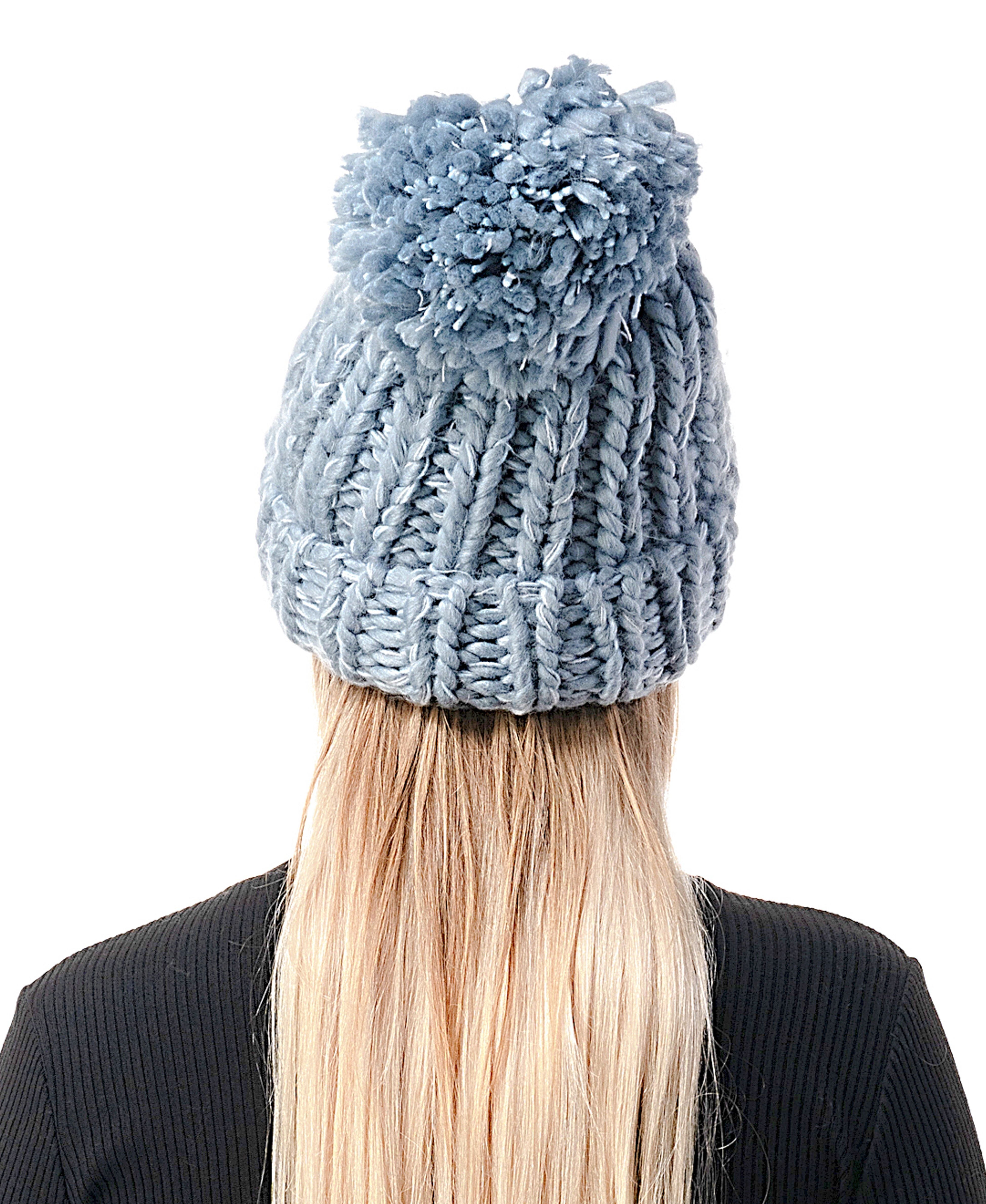  Chunky Knit Beanie - Blue - Bonton