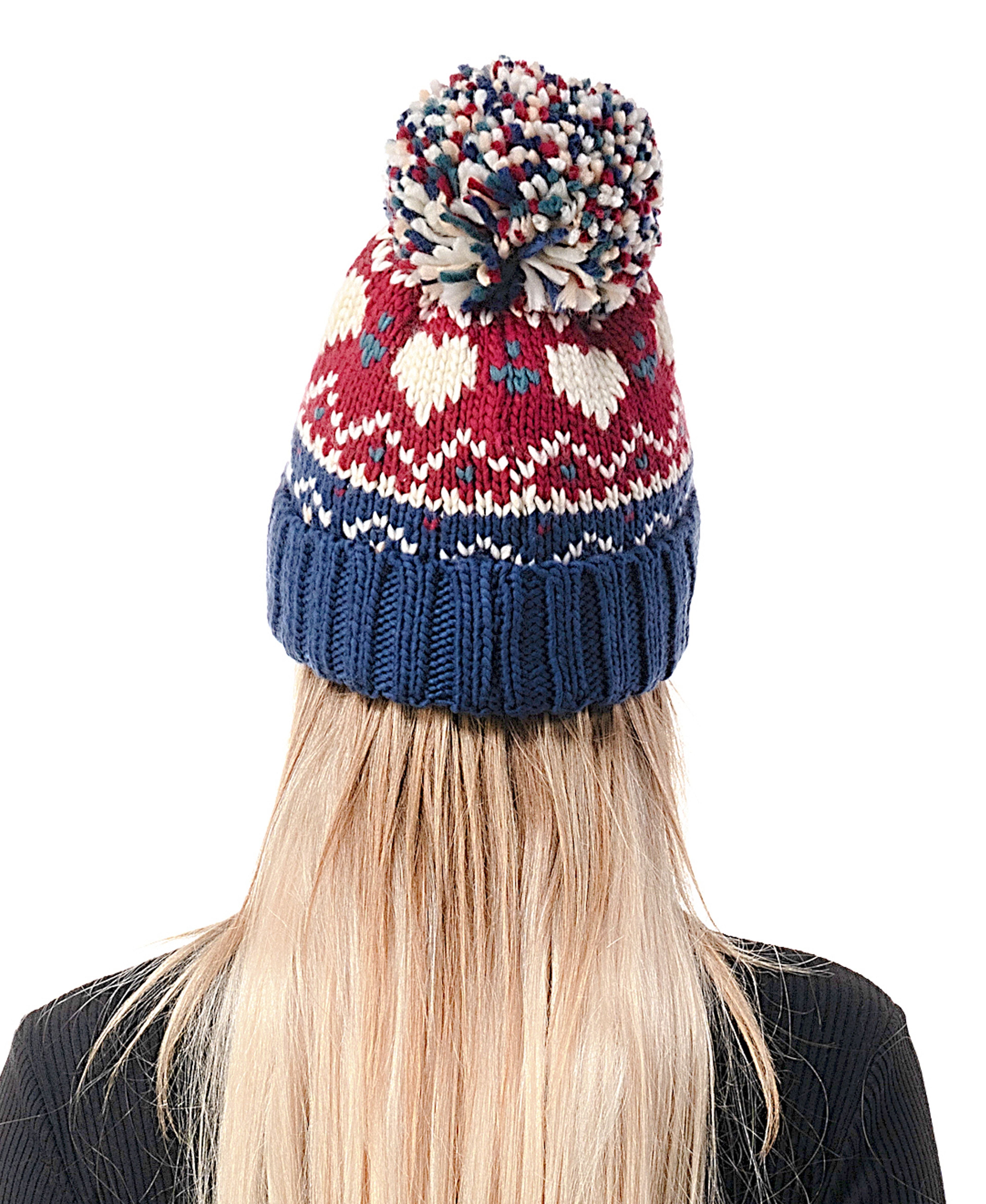  Fairisle Beanie 2 - Burgundy - Bonton