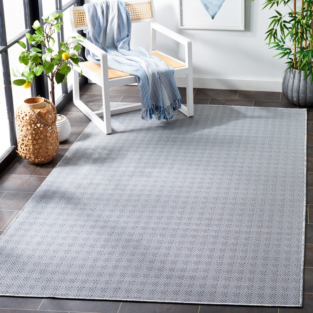  Safavieh Hampton 230 Indoor / Outdoor Rug - Grey / Blue - Bonton